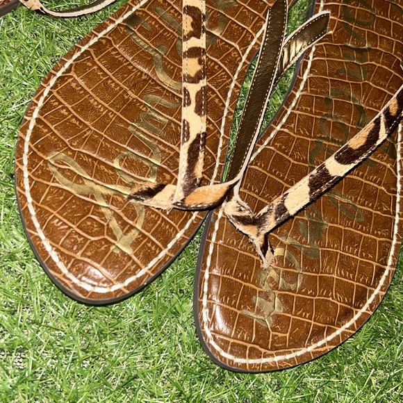Sam Edelman Gigi Leopard/Snake T-Strap Toe Post Sandals Women's sz 8 - Picture 2 of 5